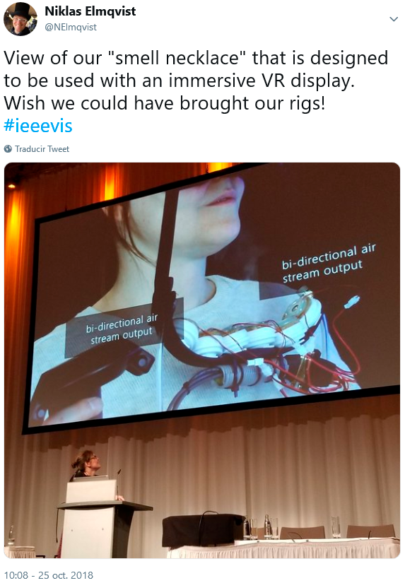 Smell necklace designed to be used with an immersive VR display (via Twitter)